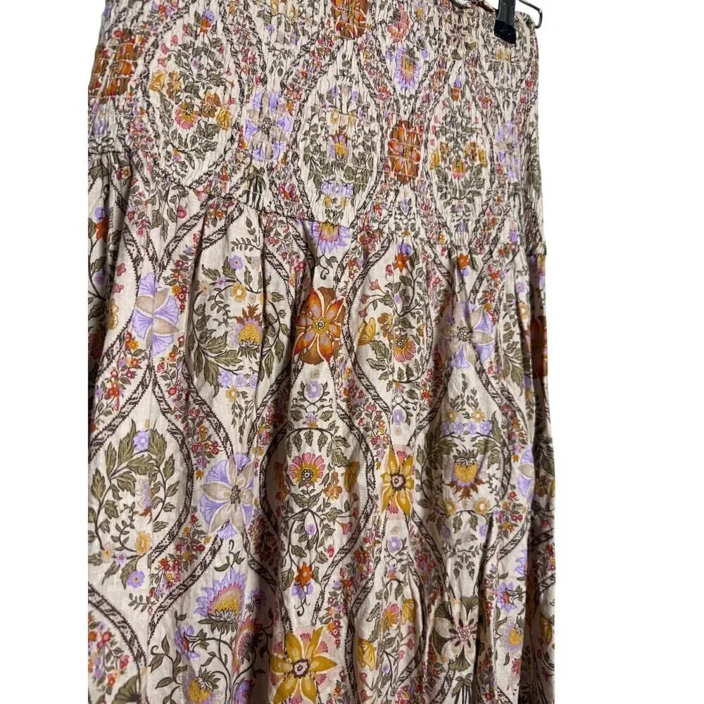 DEREK LAM 10 CROSBY Madani Linen Blend Smocked Skirt Sz. 8